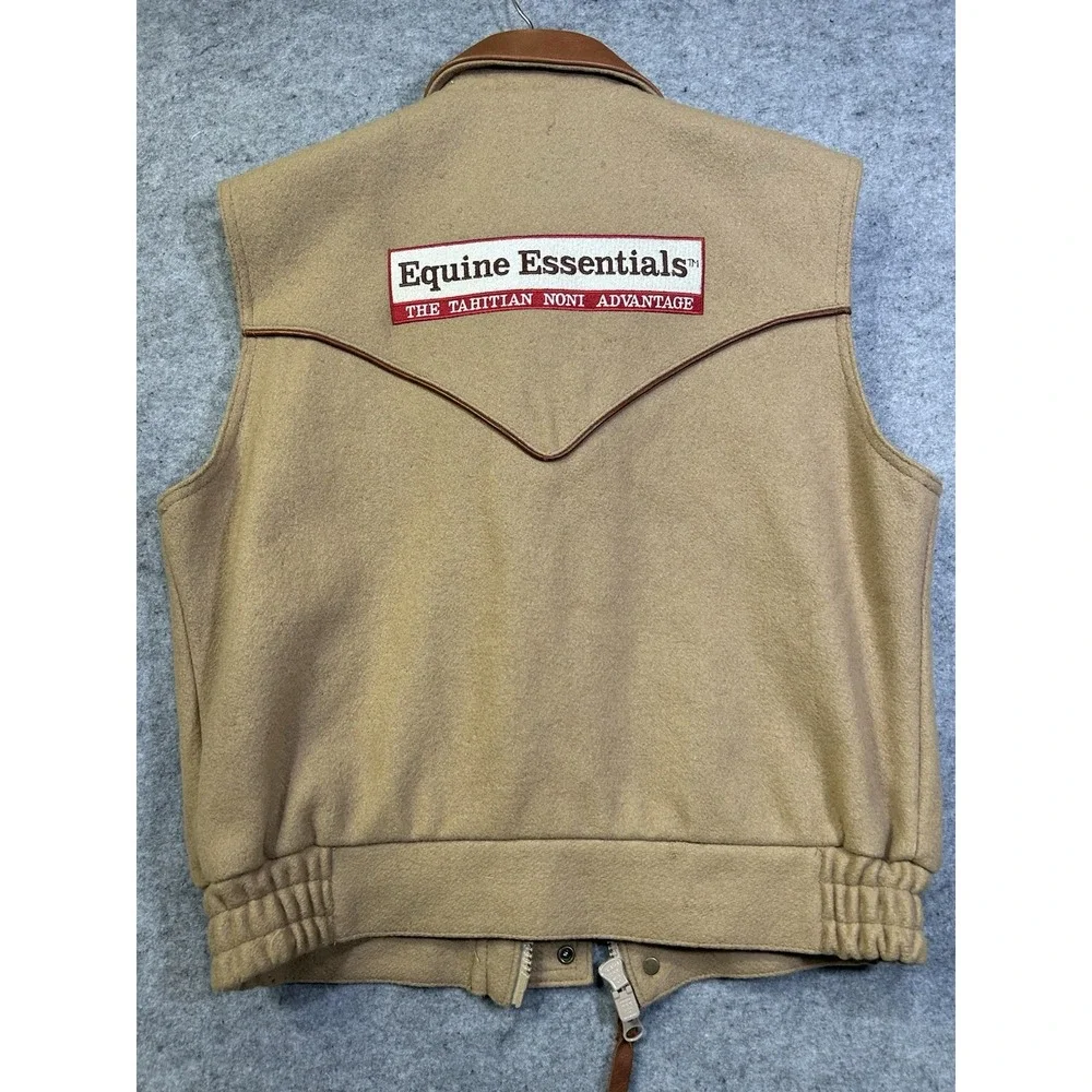 Schaefer Outfitter Vest Wool Leather Collar Men's Small Made in USA Branded